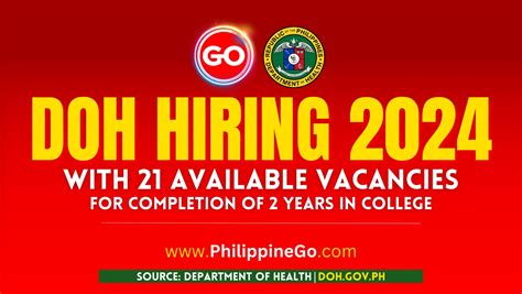 doh hiring of health workers 2024|DOH Job Vacancies 2024 with 21 Vacant Positions.